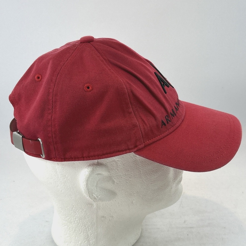 Vintage Armani Exchange Hat Cap Strap Back Red Adjustable Embroidered A/X Logo - Picture 3 of 10